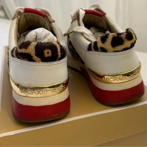 Michael Kors Ladies Allie Trainer Leather Sneakers  Animal Print Details size 7 - Picture 5 of 9